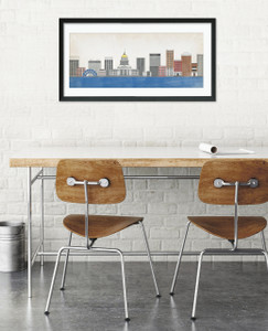 Charleston WV Skyline Fine Art Print For Library, Home or Dorm  Charleston WV Skyline Fine Art Print For Library, Home or Dorm