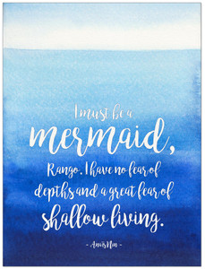 I Must Be a Mermaid Literary Quote. Watercolor Anaïs Nin Fine Art Print.