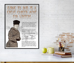 Famous Authors Jail Classroom Literary Poster Featuring Dostoyevsky, Wilde, and Cervantes. Famous Authors Jail Classroom Literary Poster Featuring Dostoyevsky, Wilde, and Cervantes.