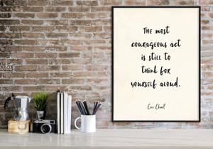 Coco Chanel Courageous Act Vintage Style Inspirational Quote Print. 