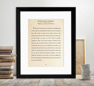 Thoreau Book Page Style Literary Quote Print. Thoreau Book Page Style Literary Quote Print.