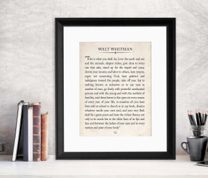 Walt Whitman Vintage Book Page Literary Quote Print.  Walt Whitman Vintage Book Page Literary Quote Print.