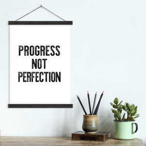 Progress Not Perfection - Letter Press Style Quote Canvas Art Print w/Hanger Progress Not Perfection - Letter Press Style Quote Canvas Art Print w/Hanger