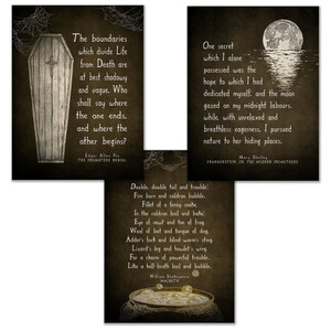 Frankenstein, Burial and Macbeth Literary Quote Set. Vintage Style Frankenstein, Burial and Macbeth Literary Quote Set. Vintage Style