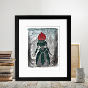 Flatwoods Monster Watercolor Style Fine Art Print Flatwoods Monster Watercolor Style Fine Art Print