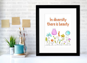 In Diversity There is Beauty Art Print. Inclusivity Poster for Classroom. In Diversity There is Beauty Art Print. Inclusivity Poster for Classroom.