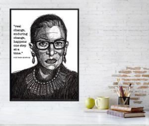 Ruth Bader Ginsburg  Real Change Quote Art Print. 