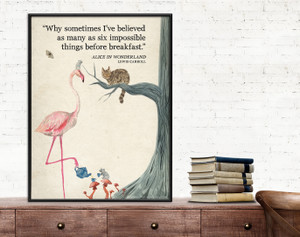 Alice in Wonderland Vintage Style Watercolor Literary Quote Art Print. Alice in Wonderland Vintage Style Watercolor Literary Quote Art Print.