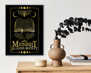 Midnight Readers Society Art Print for Book Clubs and Readers Midnight Readers Society Art Print for Book Clubs and Readers