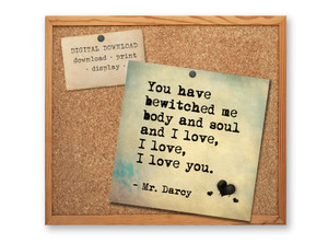 Mr. Darcy Bewitched Literary Quote Poster DIGITAL DOWNLOAD Mr. Darcy Bewitched Literary Quote Poster DIGITAL DOWNLOAD