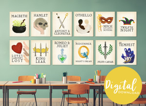 Shakespeare Gallery Wall English Lit Classroom and Library Digital Bundle Shakespeare Gallery Wall English Lit Classroom and Library Digital Bundle