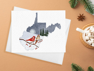 West Virginia Cardinal Watercolor Holiday Cards, Pack of 8 West Virginia Cardinal Watercolor Holiday Cards, Pack of 8