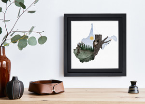 Watercolor West Virginia Possum Art Print Watercolor West Virginia Possum Art Print