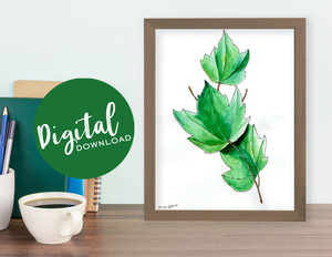West Virginia Botanicals Watercolor Red Maple Leaves Plant Fine Art Print. DIGITAL DOWNLOAD West Virginia Botanicals Watercolor Red Maple Leaves Plant Fine Art Print. DIGITAL DOWNLOAD