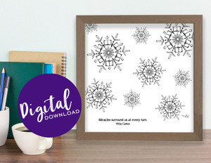Willa Cather Snowflake Literary Quote Print. DIGITAL DOWNLOAD Willa Cather Snowflake Literary Quote Print. DIGITAL DOWNLOAD