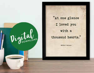 At One Glance I Loved You With a Thousand Hearts - Hatun, Romantic Quote Print. DIGITAL DOWNLOAD At One Glance I Loved You With a Thousand Hearts - Hatun, Romantic Quote Print. DIGITAL DOWNLOAD