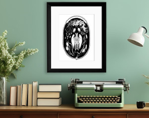 Mothman Oval Pen and Ink Fine Art Print. Fine Art Paper, Laminated, or Framed Mothman Oval Pen and Ink Fine Art Print. Fine Art Paper, Laminated, or Framed