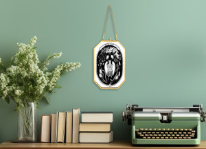 Mothman Oval Flatlay Art Print in Brass Frame Mothman Oval Flatlay Art Print in Brass Frame