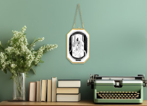 Flatwoods Monster Oval Suspended Art Print in Brass Frame