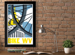 BIKE WV Linocut Letterpress Poster Print