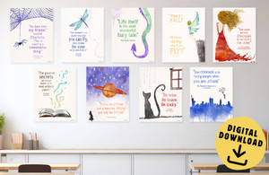 Beloved Children's Literature Inspirational Quote Set of Nine DIGITAL DOWNLOAD