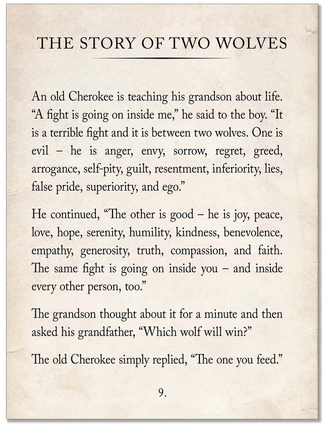 The Story of Two Wolves Vintage Book Page Literary Quote Canvas Art