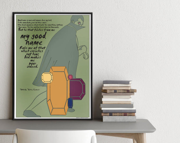 Shakespeare Othello. Good Name Literary Quote Art Print. Educational Classroom Poster.