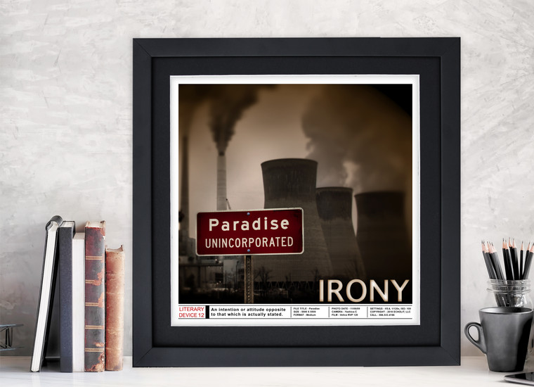 Literary Device Irony Poster. For Classroom, Office, Home or Library.