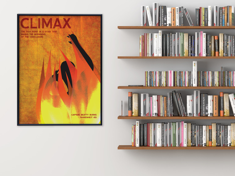 Climax Literary Element of a Novel. Poster featuring Fahrenheit 451 by Ray Bradbury. 