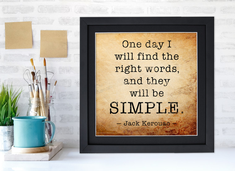 Jack Kerouac Classic Inspirational Quote, Vintage Style Motivational Art Print, Simple. 