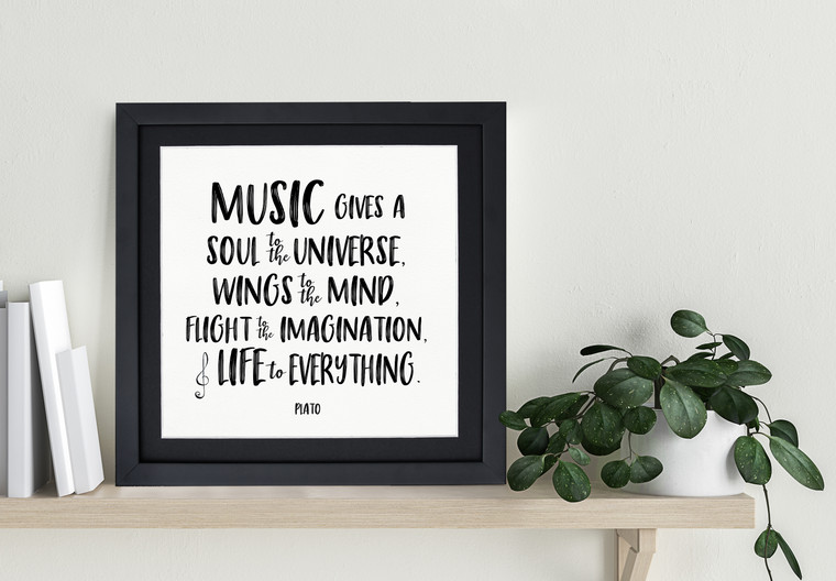 Music Gives a Soul to the Universe Plato Art Print. Musical Inspirational Literary Quote. 