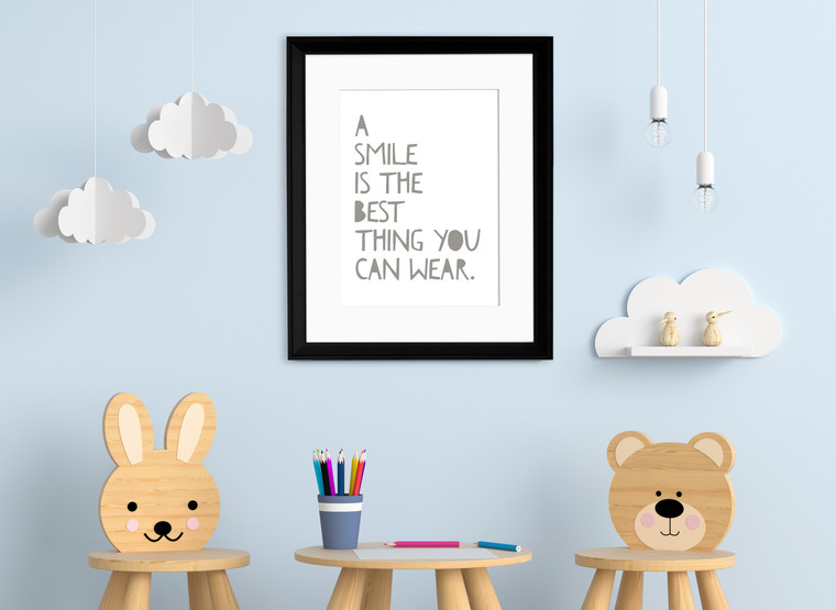 A Smile is the Best Thing You Can Wear Inspirational Quote Print. 