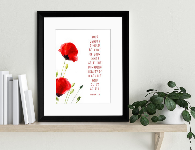 Beauty Within Spiritual Inspirational Bible Quote Print. 