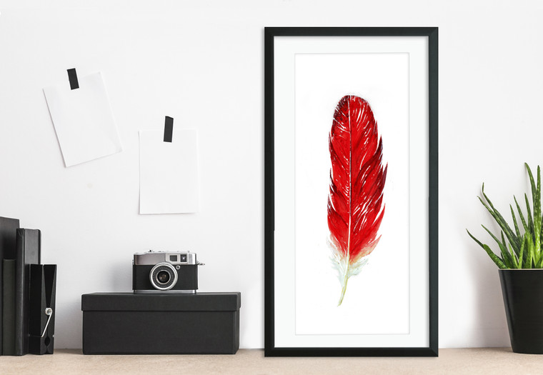 Cardinal Feather Art. West Virginia State Bird. Available on Canvas or Fine Art Paper.