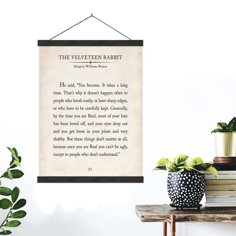The Velveteen Rabbit Vintage Book Page Literary Quote Canvas Art Print w/Hanger