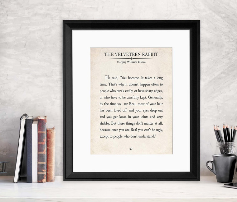 The Velveteen Rabbit Vintage Book Page Literary Quote Print.