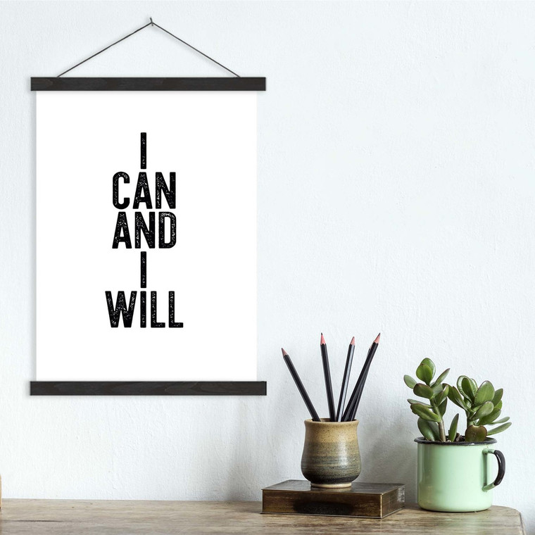 I Can and I Will - Letter Press Style Quote Canvas Art Print w/Hanger