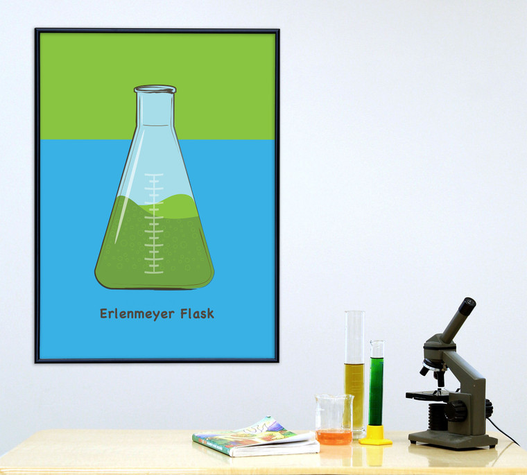 Erlenmeyer Flask Science STEM Poster. Vibrant Scientific Instruments Art Print. 