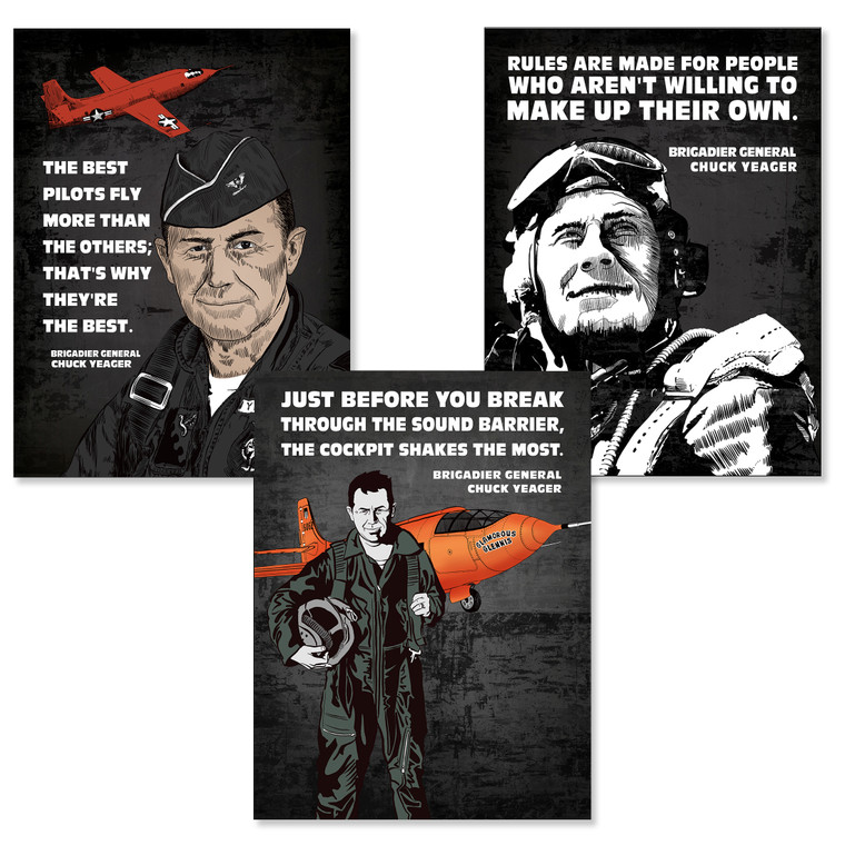 Chuck Yeager Quote Print Set. 