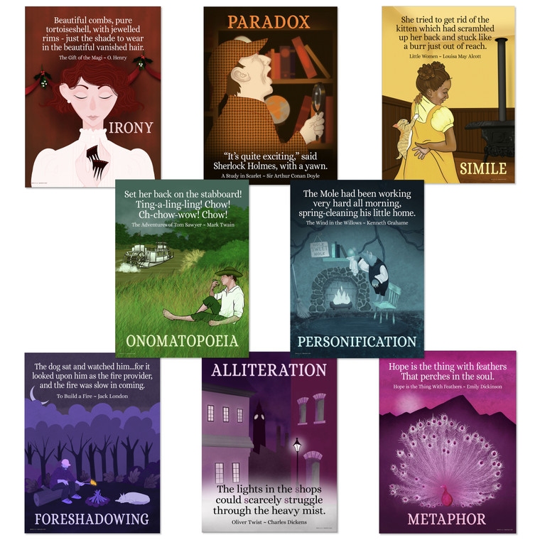 Younger Reader Literary Terms 8 Poster Set. 