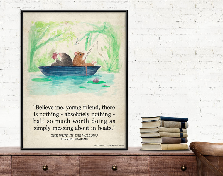 The Wind in the Willows Vintage Style Watercolor Literary Quote Art Print. 