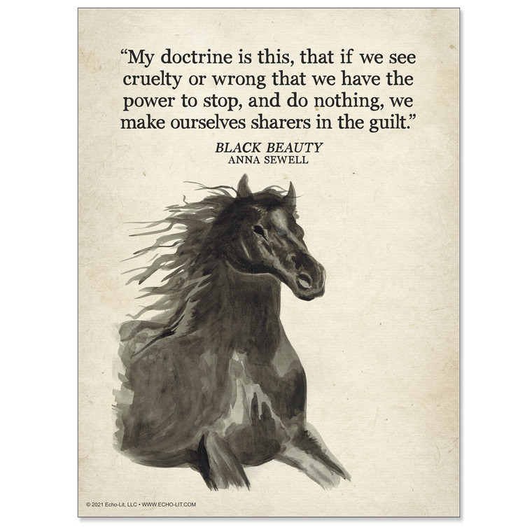 Black Beauty Literary Vintage Style Watercolor Quote Canvas Art Print w/Hanger 