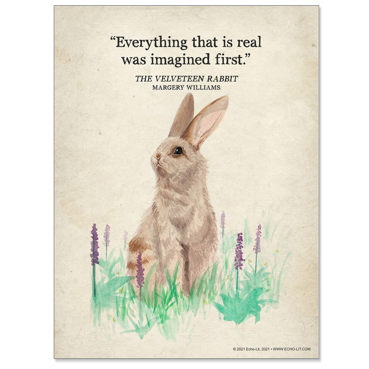 The Velveteen Rabbit Literary Vintage Style Watercolor Quote Canvas Art Print w/Hanger 
