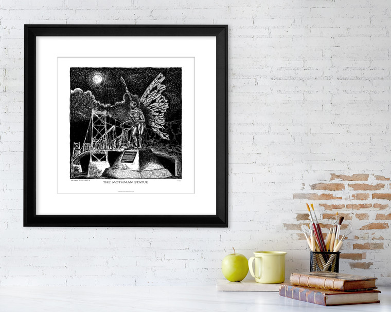 West Virginia Wild & Wondrous Attractions Mothman Statue. WV Tourism Fine Art Print