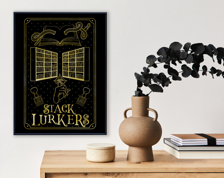 Stack Lurkers Art Print for Book Clubs and Readers