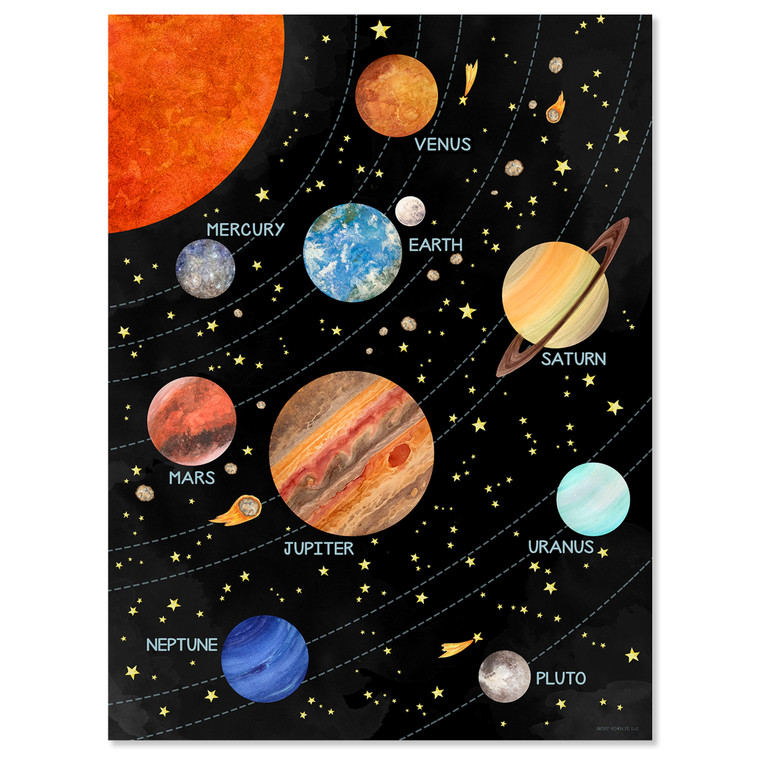 Illustrated Scientific Solar System STEM Poster