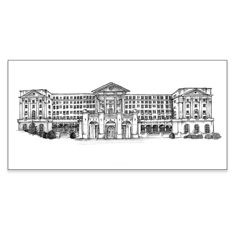 Greenbrier Resort Facade Pen and Ink Art Print EchoLit