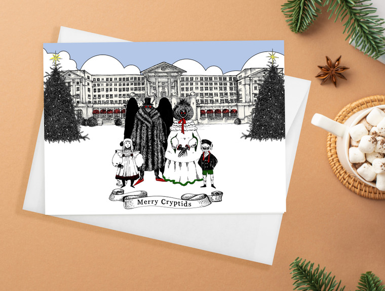 Merry Cryptids Greenbrier Portrait Holiday Notecards, Pack of 8