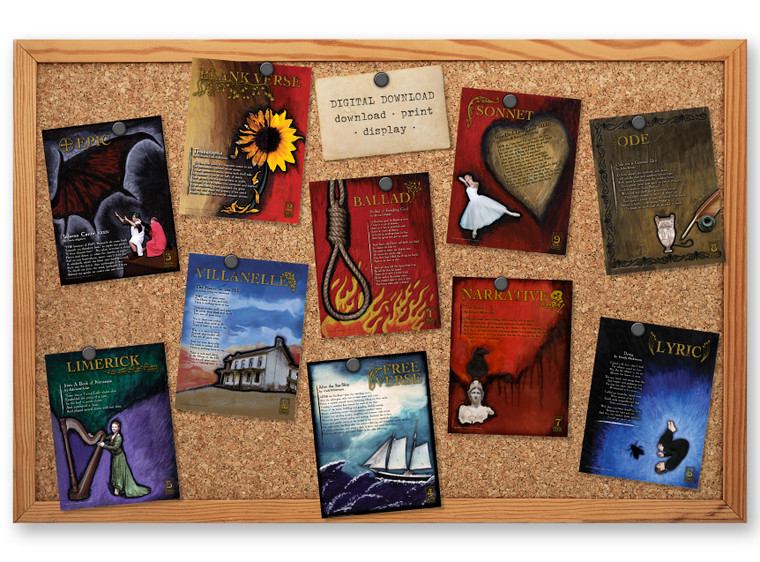 Poetry Forms and Genres Literary 10 Poster Set of 10 DIGITAL DOWNLOAD Bundle