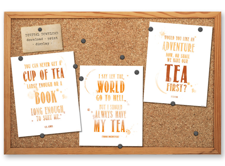 Literary Tea Quote Three Poster DIGITAL DOWNLOAD Bundle